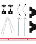 Engine Support Bar 1100 Lb Capacity With Dual Hooks And 2 Point Lift Transverse Engine Hoist For Home Garages And Auto Repair Shops Red Workhorse Tool For Engine Removal And Transmission Work., red steel beam with hooks, chains and support pads