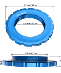 Centerlock Lockring For 12mm, 15mm, And 20mm Thru Axles And Quick Release, blue aluminum lock ring with dimensions