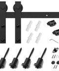 Heavy Duty Sliding Barn Door Hardware Kit For 30 Inch Wide Door Panel Black Finish With J Shape Hangers and accessories