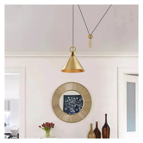 Creative Lifting Ceiling Hanging Light Modern Cooper Adjust Line Pendant Lamp for Bar Home Restaurant,Exquisite in elegant room setting.
