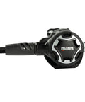 Close-up of Dual Adjustable 62X Scuba Regulator Set With 1st And 2nd Stage Underwater Breathing System Black Intl, right side view