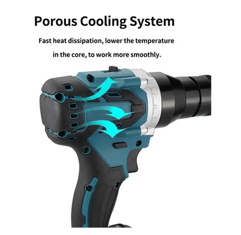 Powerful Brushless Rivet Nut Gun Kit For Pros Auto Electric Riveter Set showing porous cooling system feature.