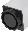 Close-up of leveling foot on Four Pack Adjustable Square Aluminum Cabinet Legs 60mm For Cabinets And Tables With Height Adjustment