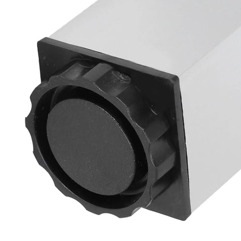 Close-up of leveling foot on Four Pack Adjustable Square Aluminum Cabinet Legs 60mm For Cabinets And Tables With Height Adjustment
