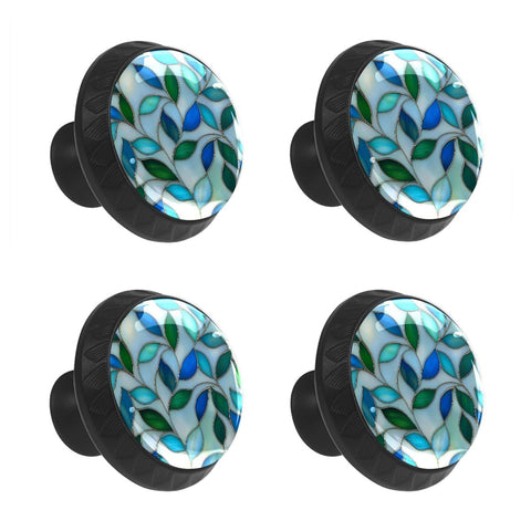 Slick Crystal Glass Cabinet Knobs Black ABS Base 4 Pack With Stainless Steel Screws Durable Wear Resistant Decorative Drawer Pulls