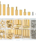 Hex Spacer Kit With Brass Screws For Electronics Projects And DIY Enthusiasts Built For Stable Thread Design And Easy Installation Accessories Pack For Makers And Hobbyists, brass hex spacers and screws in organizer case