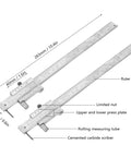 Metal Scriber Calipers With 200mm Scale, Marking Gauge Calipers, Parallel Cross Caliper For Scribing Iron, Steel, Wood And Other Materials, Carbide Tips, 0-8 Inch Precision, Durable Stainless Construction, Ideal For Diy Projects. stainless calipers with 200mm scale
