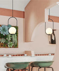 Cool Black Frosted Glass Pendant Light With Adjustable 1 Light Globe Fixture Spherical Hanging Pendant in modern kitchen