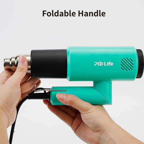 Mint Green Heat Blower Gun With Foldable Handle For Sublimation Blanks And Shrink Wrap Film, 110V 1300W Hot Air Gun held by hands