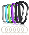 Six Pack 3 Inch Aluminum Carabiner Clips D Ring Keychain Hooks Heavy Duty Lightweight Yet Durable, colorful, with keyrings