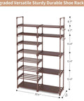 Boss 8 Tier Shoe Rack Organizer For Closet Entryway And Garage Brown Holds 26 To 32 Pairs Of Shoes And Boots With 15 Hooks