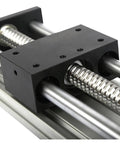 Smooth As Silk SFU1605 Linear Guide Rail System With 200mm Travel And 57 Stepper Motor Quiet High Precision Linear Motion Slider For DIY CNC And Automation Chrome Plated Rails For Long Life And Easy Self Alignment close-up of lead screw carriage