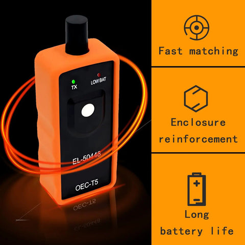 GM TPMS Relearn Tool For Tire Sensor Activation EL-50448 Compatible OBD2 Diagnostic Scan Tool, orange handheld scanner.