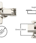 Clip On Lazy Susan Corner Hinge 165 Degree Concealed Self Closing Cabinet Hardware With Face Frame Base Plate dimensions