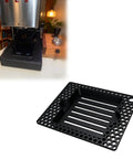 Slick Drip Tray With Heavy Duty Scale Mount Fits Gaggia Classic Espresso Machines And Acaia Lunar Scales, black platform with drainage holes.