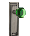 Privacy Door Knob Set With Mission Plate Waldorf Emerald Knobs In Antique Pewter Crystal Detail Solid Brass Plates