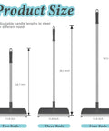 Diagram showing heavy duty floor scrub brush with long adjustable handle 2 in 1 scrub and squeegee measuring 26.7 to 50.5 inches