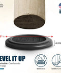 No More Drifting Or Bouncing Heavy Duty Furniture Leveler Pads Fix Wobbly Tables And Chairs Featuring Grippy Rubber, showing detailed measurements.