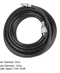 Total Game Changer 7.5 Meter PVC Air Hose Kit With Lightning Fast Quick Connect Fittings For Pneumatic Tools And Air Compressor Units Legit High Quality Built Solid For Tough Auto Repair Home Maintenance And DIY Projects Anywhere, coiled black hose
