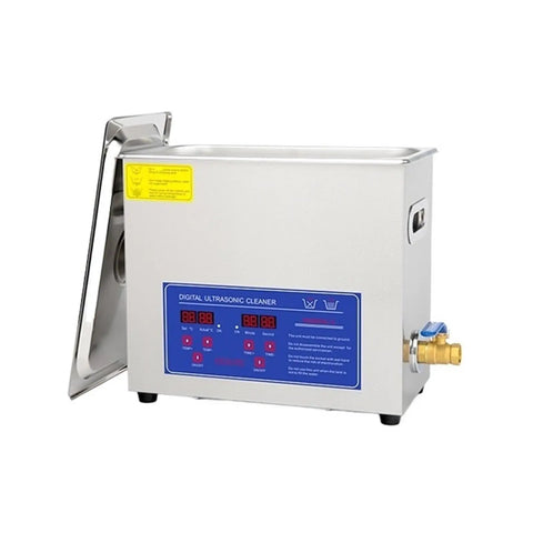 Hella Strong Ultrasonic Cleaner Featuring Premium Stainless Steel Bath And Easy Touch Buttons For Quick Jewelry Eyewear And Tool Restoration showing digital controls and a stainless tank.