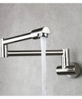 GAZOGJ Faucet, Brass Kitchen Faucet Tap Wall Mount Single Cold Single Hole Mixer Rotate Fold Faucet Chrome,1-I with flowing water.