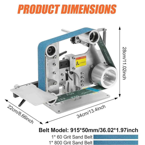 Badass 750W Brushless Belt Sander With Quick Toggle Speed Dial And Crisp Digital Gauge for smooth wood metal finishing dimensions.