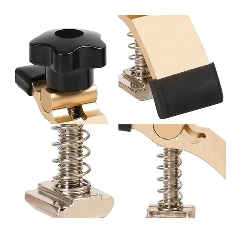 Aluminum T Track Clamp Kit For CNC Routers 2 Pack with adjustable spring and knob detail for 16mm T Slot Table 3018 CNC Router