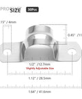 Front view: stainless steel conduit clamp U-bracket, 1/2 in size, two-hole strap, heavy-duty pipe clamp, 30-piece set