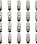 20 Pack E10 Mini Screw Base Light Bulbs 2.4V 0.5A Incandescent Warm White on white background.