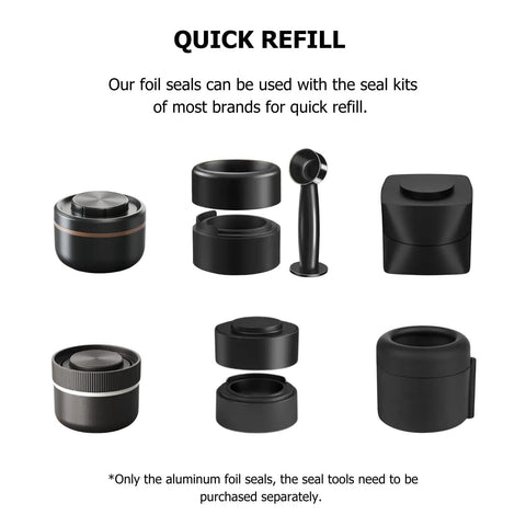 Seal kit components compatible with Universal Aluminum Foil Seal Lids For Nespresso Vertuo Pods, Fits All Sizes And Reusable Pods