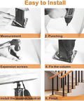 Steps to install Adjustable Flat Bracket Spindle Post Side Mount Railing Column Kit Square Wrought Iron Banister Guardrail.