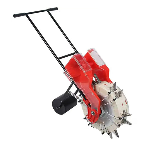 Workhorse Manual Seed Spreader And Fertilizer Applicator Hand Push Garden Seeder With Roller Seeding And Dual Buckets Row Planter