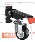 Heavy Duty Retractable Caster Wheels Four Piece Kit Solid As A Rock Build Handles Up To 920 Pounds Swivel Brake Ball Bearing Smooth Riding Workbench Casters Heavy Hauler Setup For Garage Or Workshop with 660 lbs weight capacity.