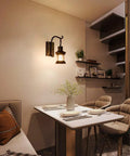 Dining area with Vintage Glass Wall Sconce 2 Pack Rustic Nordic Style Wall Lights Retro Black Painted Finish For Home Bar Restaurant Bedroom Hallway Corridor Decor Cozy Vibe Bulb Not Included on wall