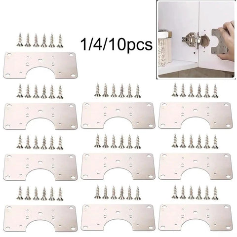 Stainless Steel Hinge Repair Plates Kit For Quick Kitchen Installations And Fixes With 1, 4 Or 10 Plates And Screws, 90 x 50 mm