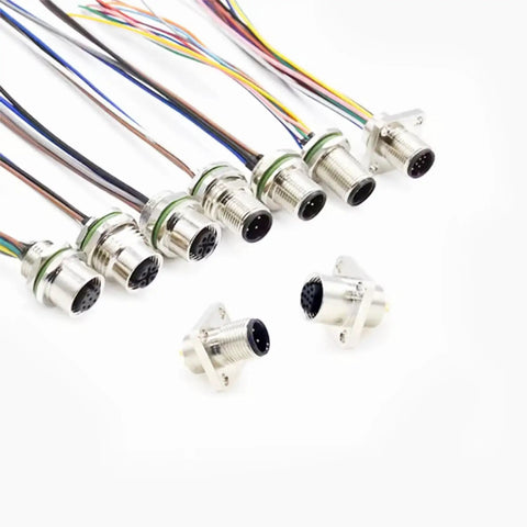 Five Pin A Coded M12 Male Connector Cable 0.5 Meter Straight Back Mount Waterproof Unshielded Socket For Panel Or Cable Install IP67 Sensor Receptacle