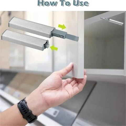 Magnetic Touch Latches for Cabinets and Closets, Stainless Steel Bouncer Catch demonstration on handle-free door