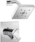 Ara 17 Series Dual-Function Shower Trim Kit With H2Okinetic Single-Spray Shower Head Chrome Finish Valve Not Included. Square design.