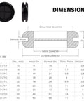 Must Have 200 Pcs Rubber Grommets To Neatly Tame Messy Cords And Wires With Durable Soft Inner Base That Prevents Fraying Around Sharp Desk Edges While Acting As Perfect Wire Organizers For Any Workspace Setup Today. black rubber grommet dimension chart, threaded cable hole insert