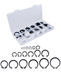 E Clip Assortment Kit 304 Stainless Steel 300 Pieces External Retaining Rings And C Clips in open storage box.