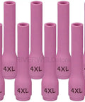 Top Tier Long Style TIG Ceramic Gas Nozzles Hella Durable Alumina Shanks Ten Piece Pack Runs Smooth On Standard Welding Torches Quarter Inch Throat Six Point Five Millimeter Bore Heavy Duty Shop Gear pink ceramic gas nozzles of various lengths 4XL