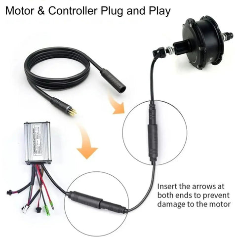 2 Pack 9 Pin E Bike Motor Extension Cables With Waterproof Male And Female Connectors, Durable E Bike Accessory, 24 Inch End, Replacement Spare Parts For Rain Or Wet Conditions