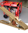 Heavy Duty Brass A-Shape Ground Welding Earth Clamp With Super 300 Amp High Conductivity For Argon Arc TIG And Stick Welding Jobs That Get Dirty Fast, detailed view with copper connection.