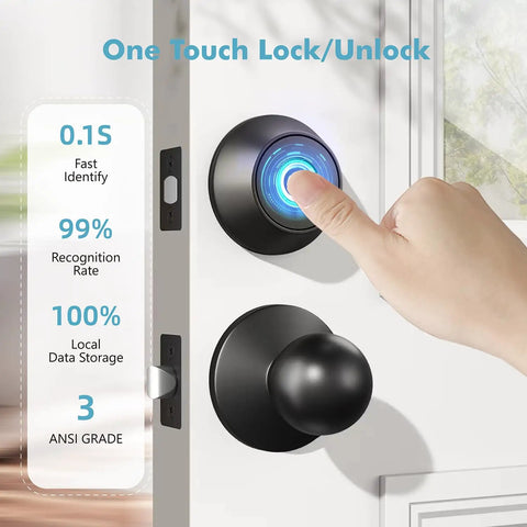 Smart Biometric Fingerprint Door Lock With App Control And Backup Keys Zero Fuss Keyless Entry Upgrade Smooth Touch Access Heavy Duty IP66 Shield For Quick Deadbolt Replacement