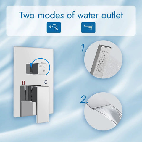 Waterfall Bathtub Faucet Kit Wall Mounted Tub Filler With Handheld Shower Spout One Handle Valve Included Polished Chrome Modes