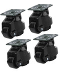 Hella Sturdy Adjustable Leveling Casters With 220 Pound Load Capacity Smooth Rolling Nylon Wheels For Rock Solid Workbench and Machinery Support Durable Industrial Swivel Rollers Built Tough For Daily Tasks, black nylon rollers.
