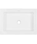 Top view of Plaisir Ceramic Rectangular Vessel Sink For Bathroom Vanity In Glossy White Slick Above Counter Install, Scratch Resistant Porcelain Non Porous Finish, Easy To Clean Surface, Modern White Vessel Basin With Lifetime Warranty.