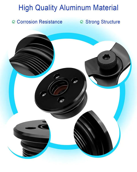 Outboard Trim Cylinder End Cap Two Pack for 115 To 300HP Marine Motors, OE Grade End Cap Seal With O Ring Prevents Oil Fuel And Coolant Leaks, Durable Boat Engine Replacement Part, black aluminum threaded cap