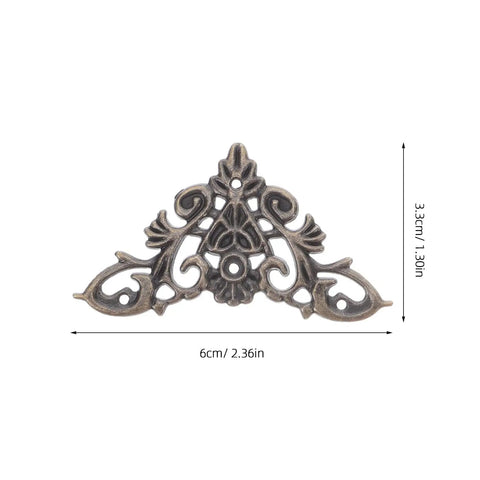 Eight Piece Jewelry Box Corner Protectors Set, Vintage Zinc Alloy Triangle Edge Guards With Easy Installation, lace design