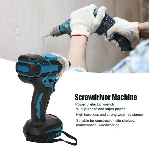 Klanata Brushless Impact Wrench With 520 Nm Torque And Tungsten Steel Shaft, Heavy Duty Cordless Electric Screwdriver Tool Compatible With 21V Battery For Construction And Professional Job Sites, shown in use.